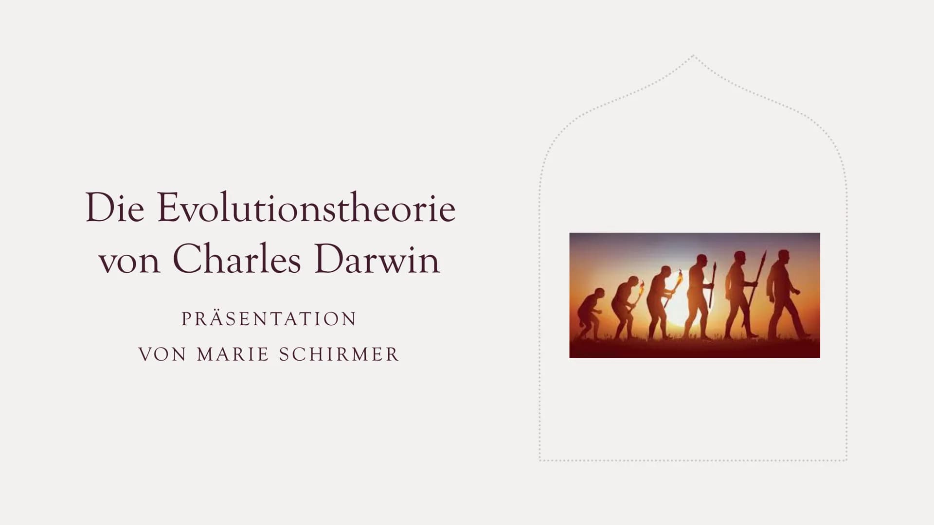Die Evolutionstheorie
von Charles Darwin
PRÄSENTATION
VON MARIE SCHIRMER Gliederung
Charles Darwin
Selektionstheorie
Experiment
Synthetische