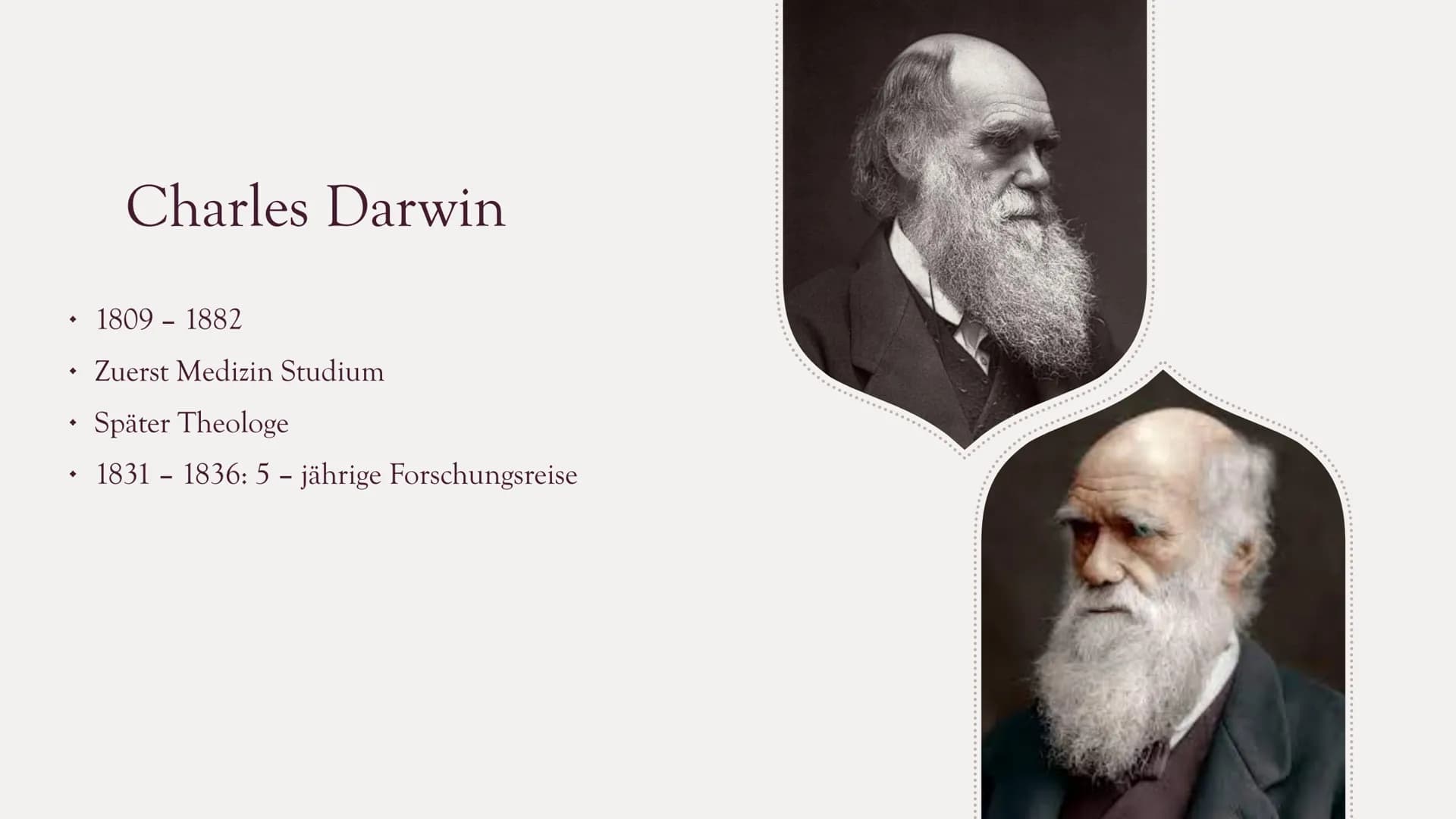 Die Evolutionstheorie
von Charles Darwin
PRÄSENTATION
VON MARIE SCHIRMER Gliederung
Charles Darwin
Selektionstheorie
Experiment
Synthetische