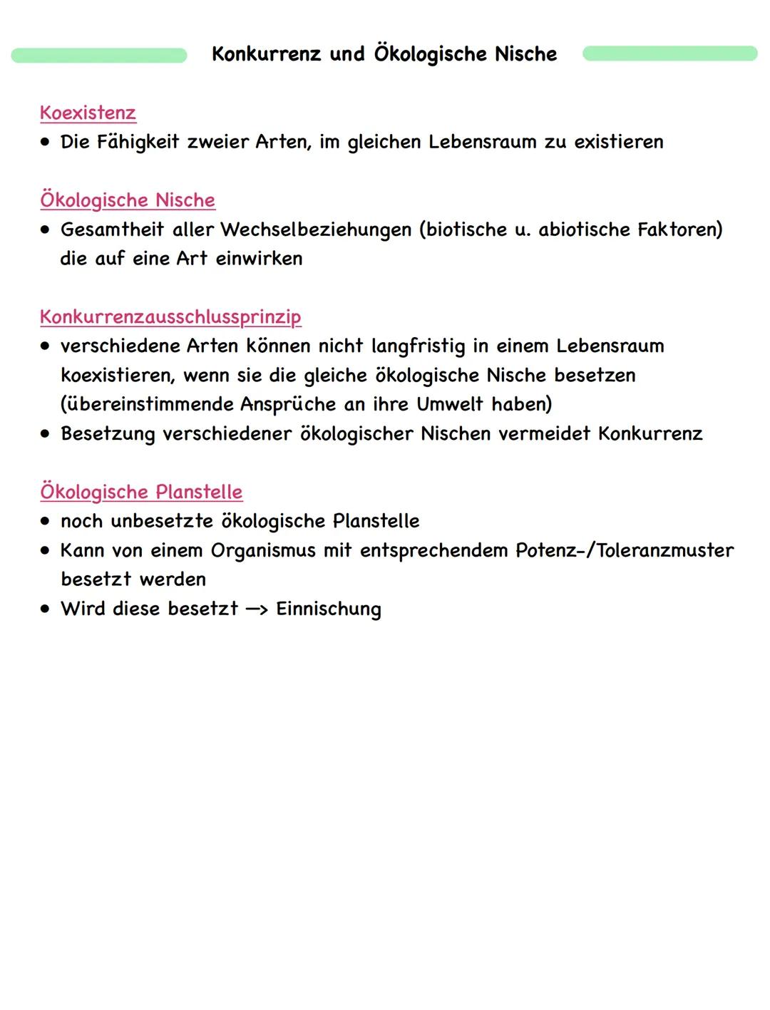 Zusammenfassung
Ökologie
Abiotische und biotische Faktoren
Biotische Faktoren
• gehen von Lebewesen aus
• Konkurrenten
• Parasiten
• Mensch
