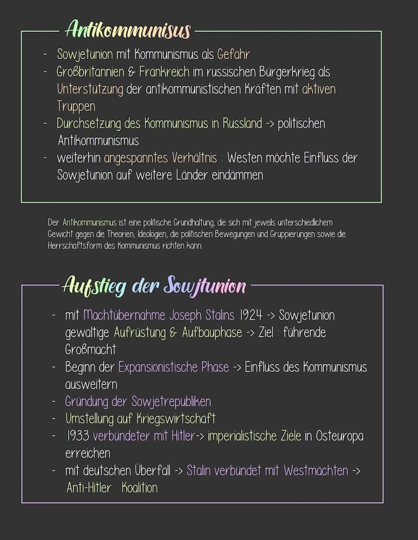 Kalter Krieg
-DEFINITION.
Konkurrenzkampf zwischen Weltmächten USA + verbündete
Westmächte & Sowjetunion + verbündete Ostblockstaaten
Ausein