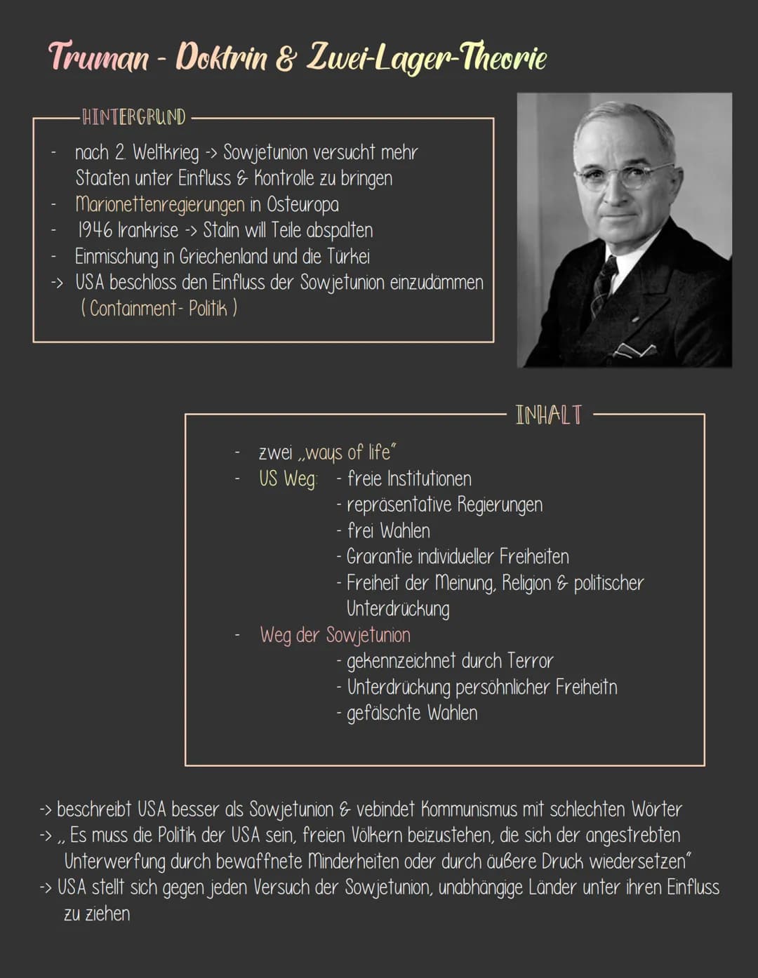 Kalter Krieg
-DEFINITION.
Konkurrenzkampf zwischen Weltmächten USA + verbündete
Westmächte & Sowjetunion + verbündete Ostblockstaaten
Ausein