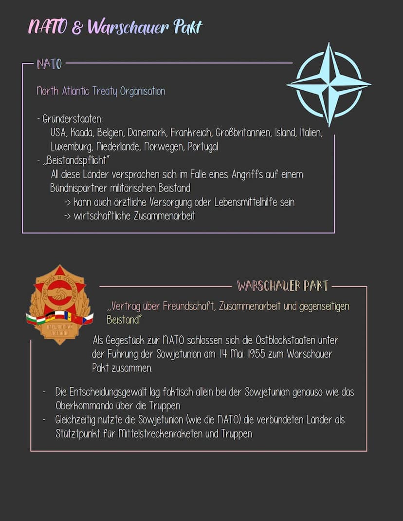 Kalter Krieg
-DEFINITION.
Konkurrenzkampf zwischen Weltmächten USA + verbündete
Westmächte & Sowjetunion + verbündete Ostblockstaaten
Ausein