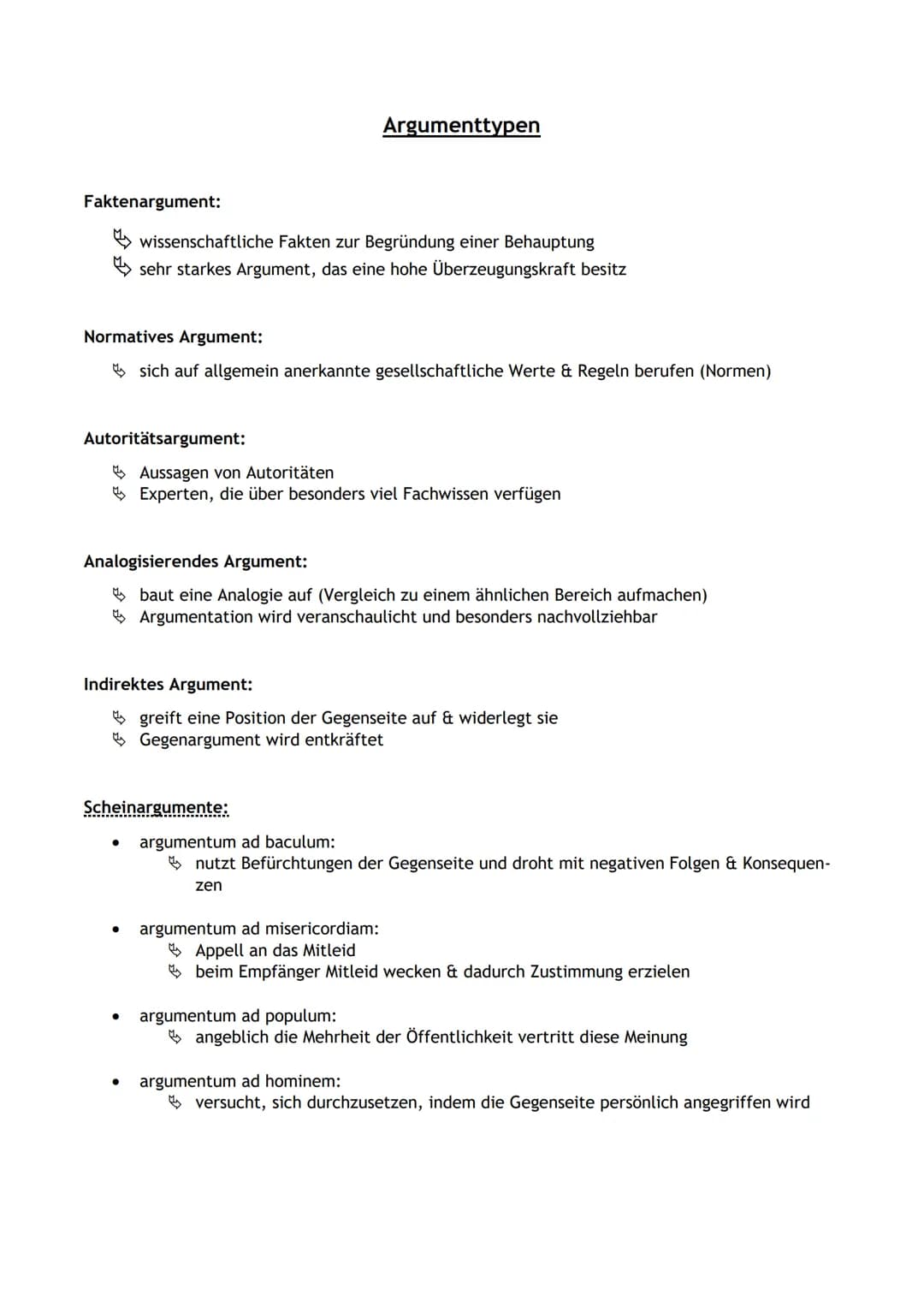 Faktenargument:
wissenschaftliche Fakten zur Begründung einer Behauptung
sehr starkes Argument, das eine hohe Überzeugungskraft besitz
Norma