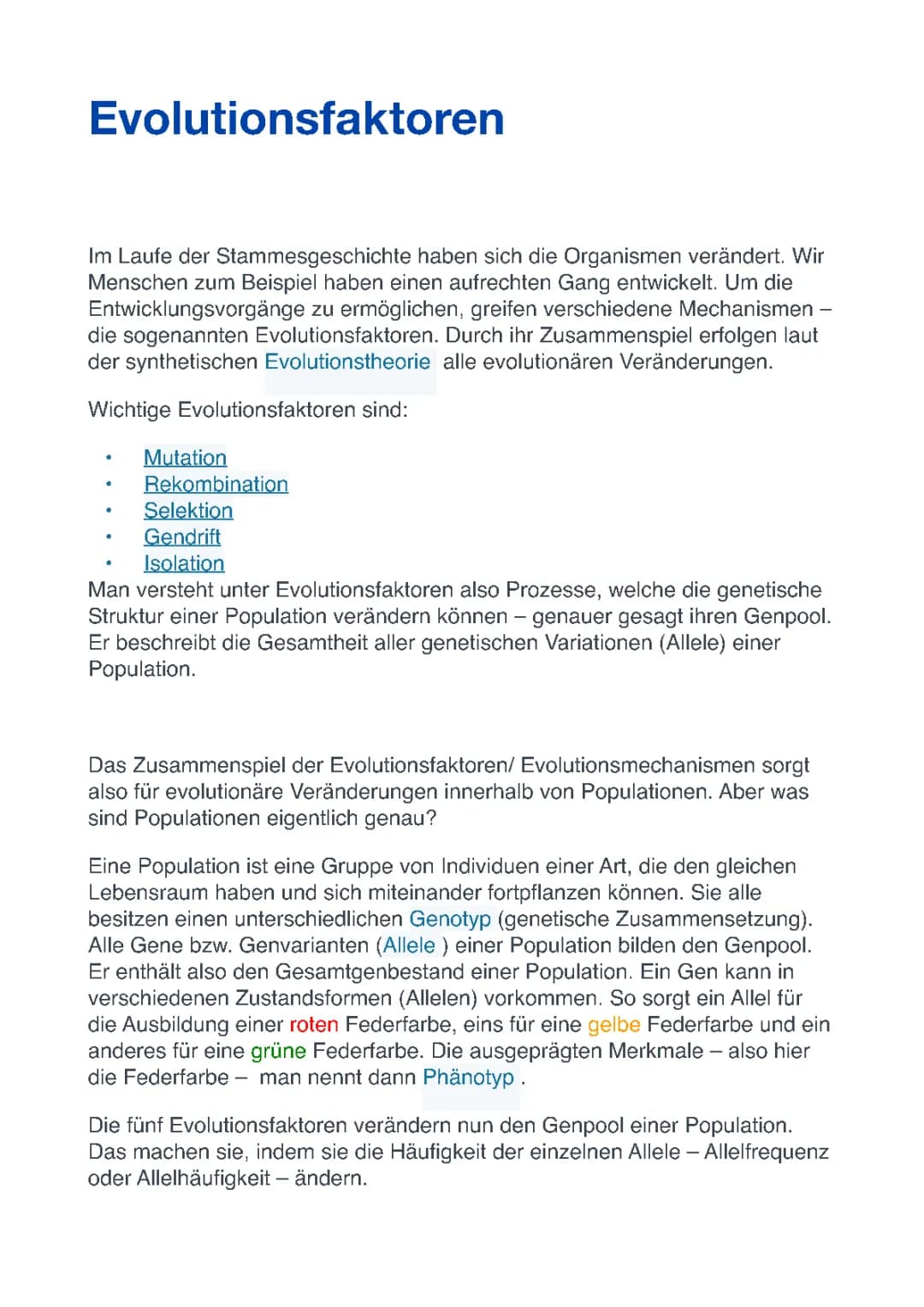 Evolutionsfaktoren 