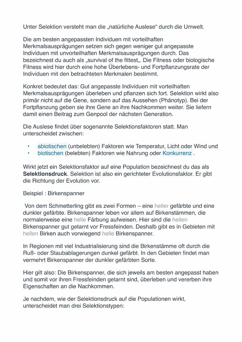 Evolutionsfaktoren
Im Laufe der Stammesgeschichte haben sich die Organismen verändert. Wir
Menschen zum Beispiel haben einen aufrechten Gang