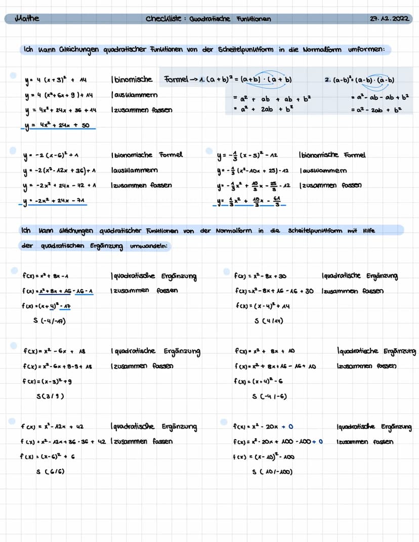 Mathe
Normalparabel:
Graph einer quadratischen Funktion = Parabel
Einfachste version einer Parabel fox) = x²
Parabel haben immer einen höchs