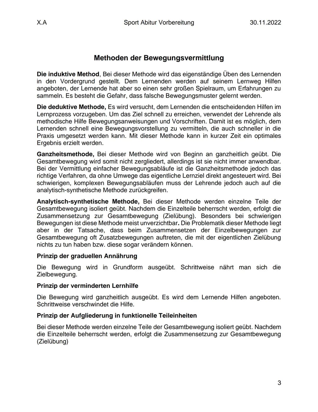 X.A
Sport Abitur Vorbereitung
Lernmodell
30.11.2022
Der Begriff des Lernens bezieht sich auf viele Bereich des menschlichen Handelns. Der
Le