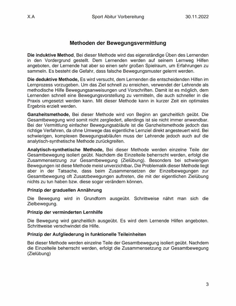 X.A
Sport Abitur Vorbereitung
Lernmodell
30.11.2022
Der Begriff des Lernens bezieht sich auf viele Bereich des menschlichen Handelns. Der
Le