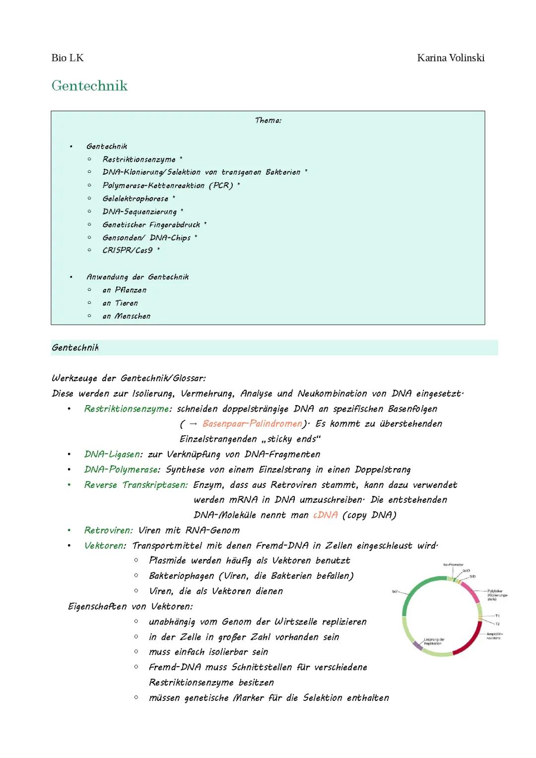 Biologie Lernzettel und Zusammenfassungen: Gentechnik, Ökologie und mehr für Abitur