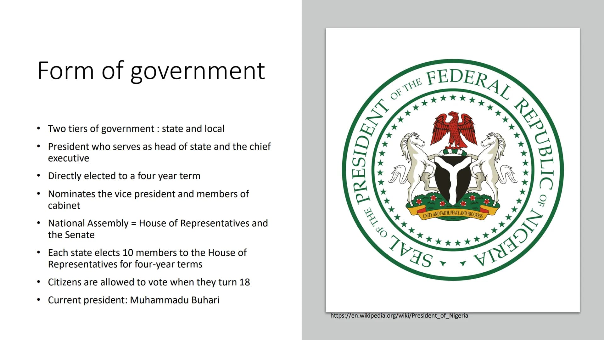 Nigerial
From Smilla Chrobok
http://www.all-flags-world.com/country-flag/Nigeria/national-nigerian-flag.php
PIKU
https://ne.usembassy.gov/vi