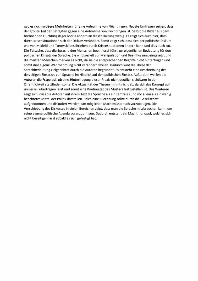 Probeklausur
Der Auszug stammt aus dem Aufsatz ,,Sprache. Macht. Denken", welcher von Benjamin Mikfeld und
Jan Turowski 2014 geschrieben wur