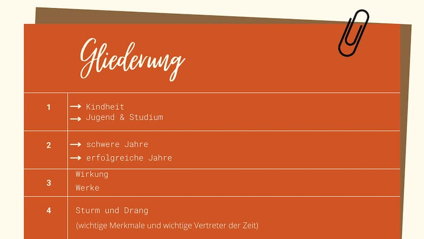 FRIEDRICH SCHILLER 1
2
3
4
Gliederung
Kindheit
Jugend & Studium
schwere Jahre
erfolgreiche Jahre
Wirkung
Werke
Sturm und Drang
(wichtige Mer