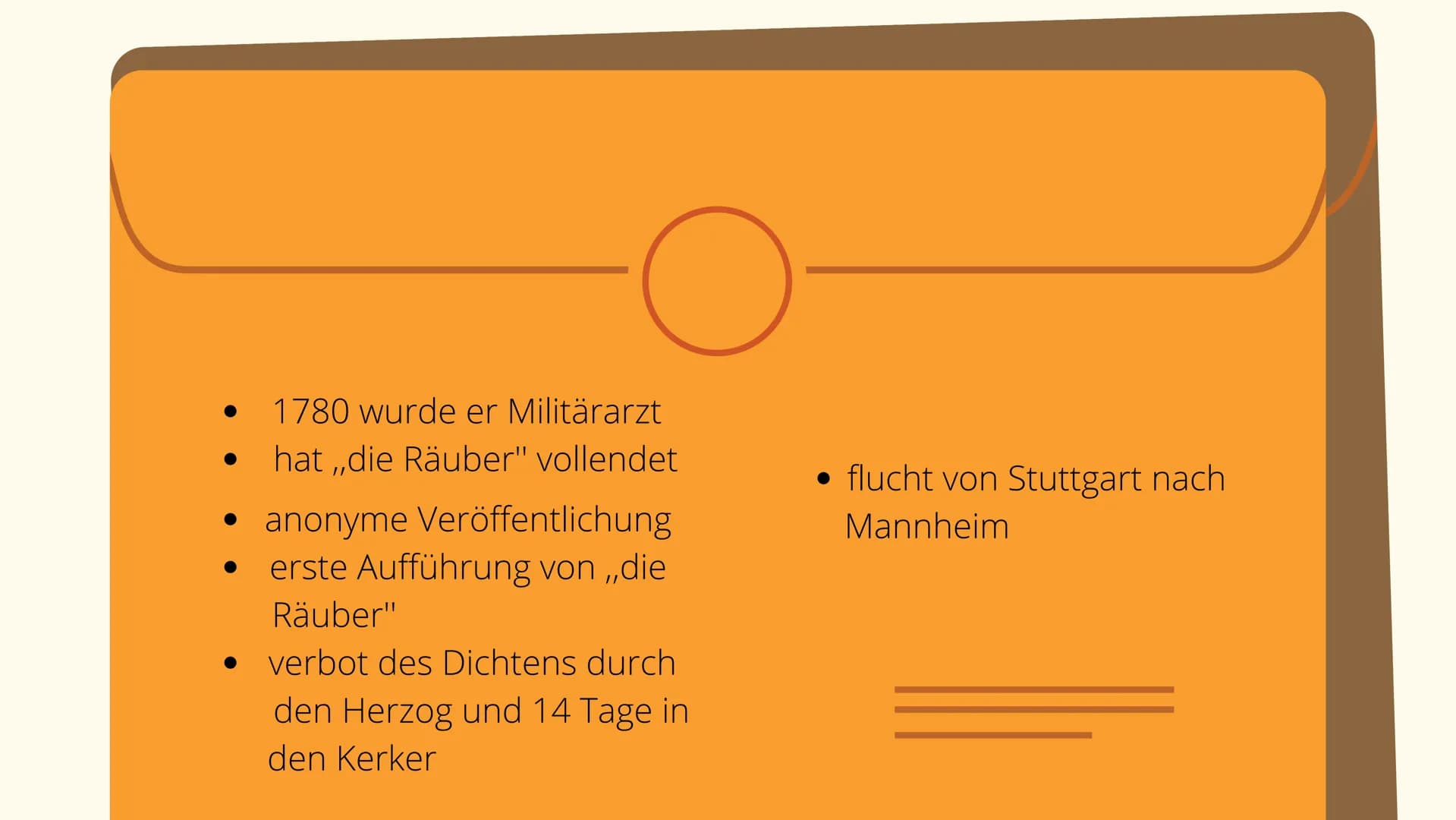 FRIEDRICH SCHILLER 1
2
3
4
Gliederung
Kindheit
Jugend & Studium
schwere Jahre
erfolgreiche Jahre
Wirkung
Werke
Sturm und Drang
(wichtige Mer