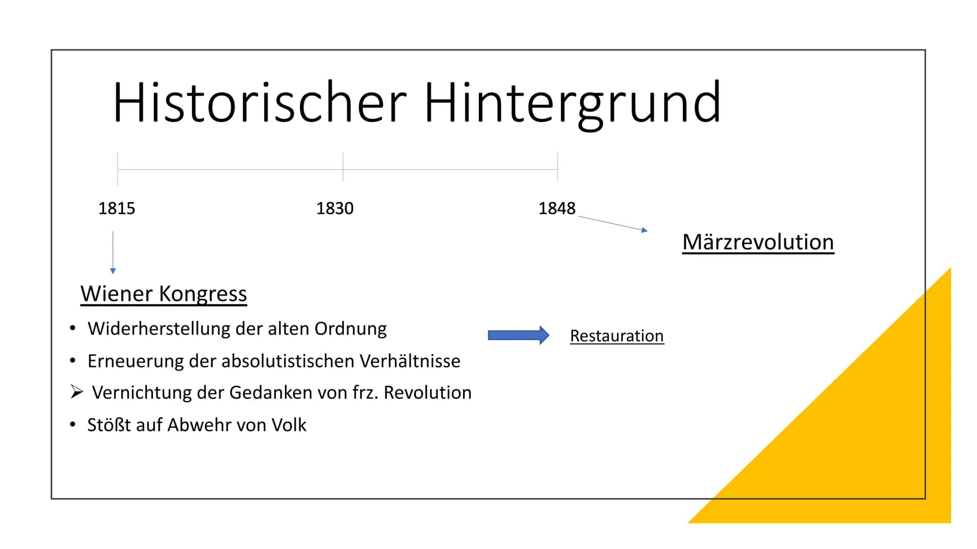 21-
VORMÄRZ „. Die Geschichte ist der Fortschritt im Bewusstsein der Freiheit.
- Georg Wilhelm Friedrich Hegel Gliederung
Grundlegende Infor