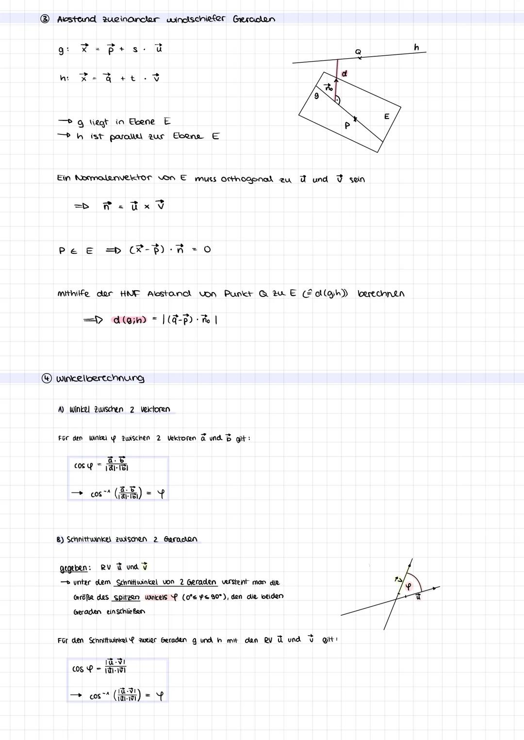 Abstände und Winkel
Abstand Punkt - Ebene
→→→→1. Moglichiceit:
2)
gegeben: E: N₁X₁ + R₂X₂ + N3X3
gesucht: Abstand d von R ZU E → d (R; E)
1)