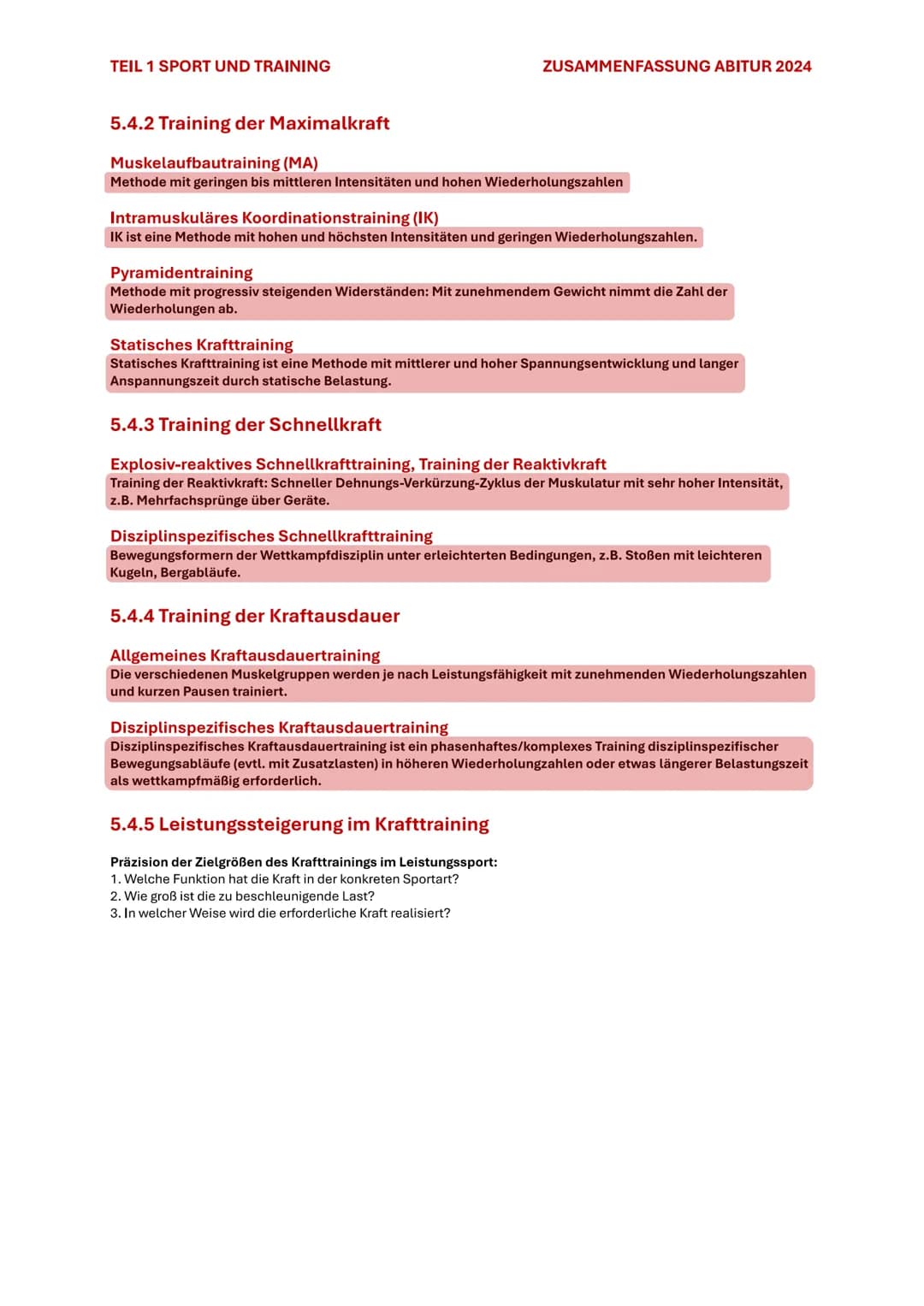 TEIL 1 SPORT UND TRAINING
5. KRAFT
ZUSAMMENFASSUNG ABITUR 2024
5.1 BEDEUTUNG DER KRAFT
Kraft im biologischen Sinne ist die Fähigkeit des Ner