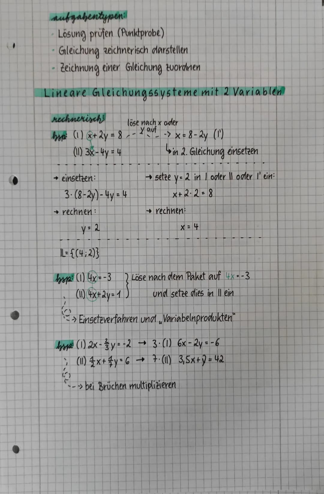 zeichnerisch
bsp² (1) x + 2y = 8
(11) 3x-4y=4
→ nach y auflösen:
(1) y= -√x +4
(11) y = 3x - 1
(0)
zeichnen:
-2
formeen
ABC-Formel
• formel: