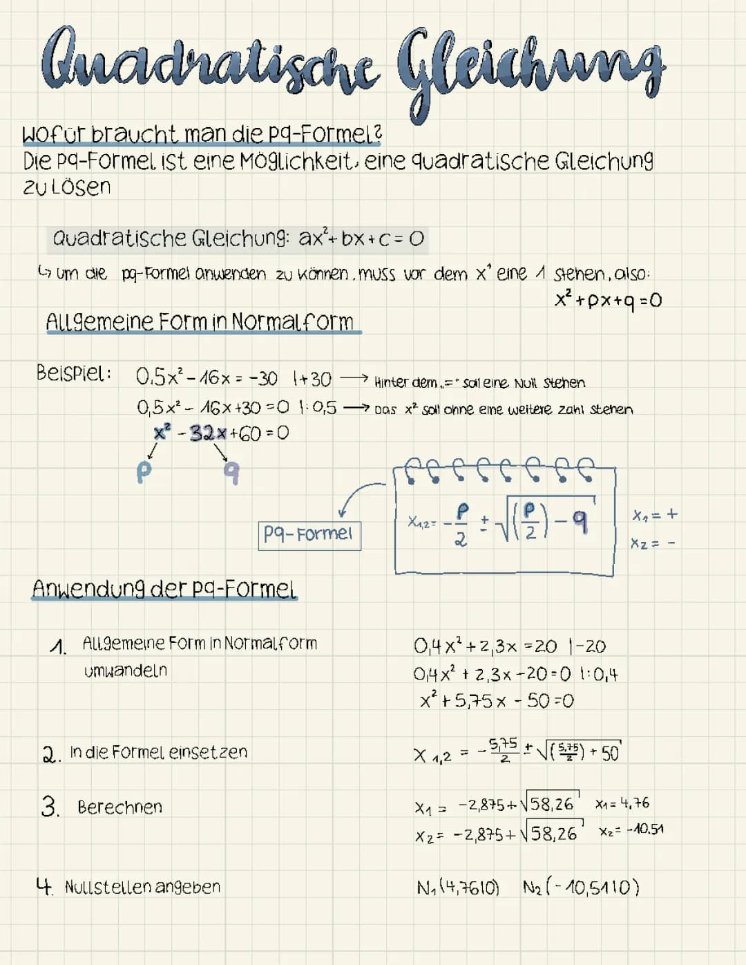 quadratische Gleichung 