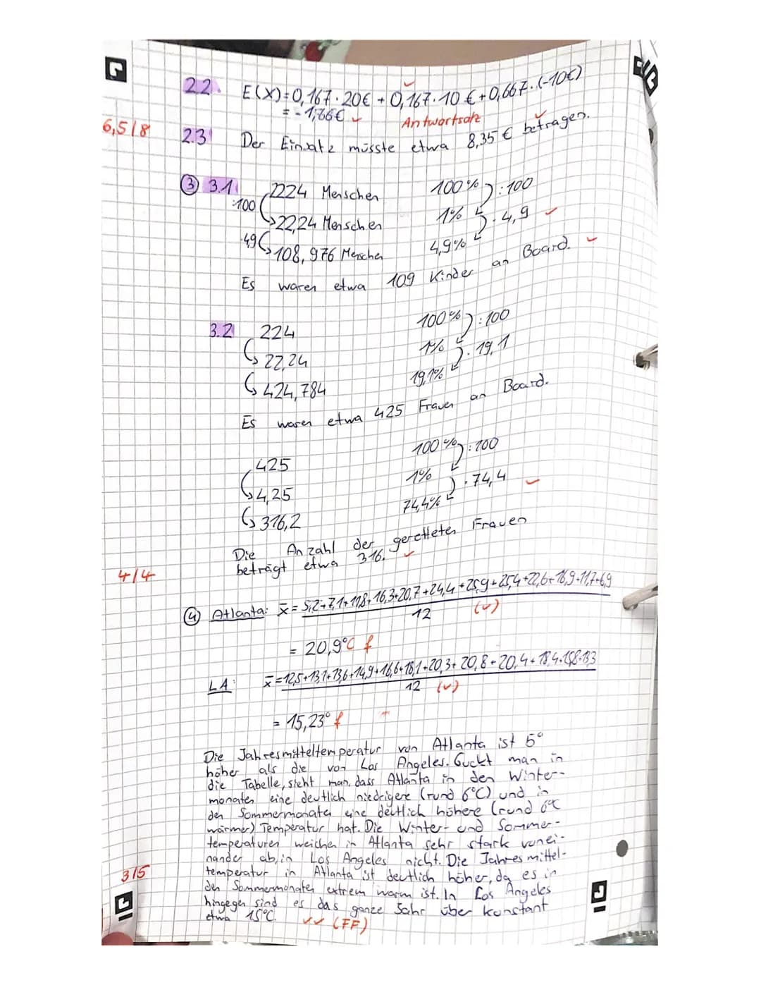 Name: H
Klasse: 10/2
Datum: 1.11.2019
1
2
3
1
1. Klassenarbeit (Statistik und Stochastik)
Teil A (ohne Hilfsmittel) - Bearbeitungszeit: 20 m