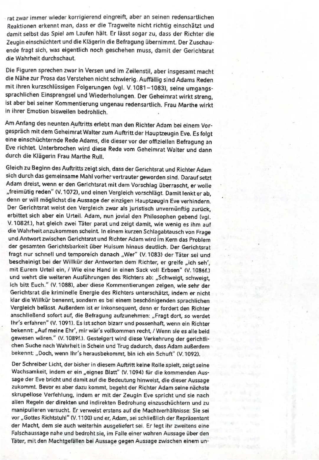Musterlösung
Analyse und Interpretation einer Dramenszene
Heinrich von Kleist:,,Der zerbrochne Krug" - 9. Auftritt
Der vorliegende Auszug au