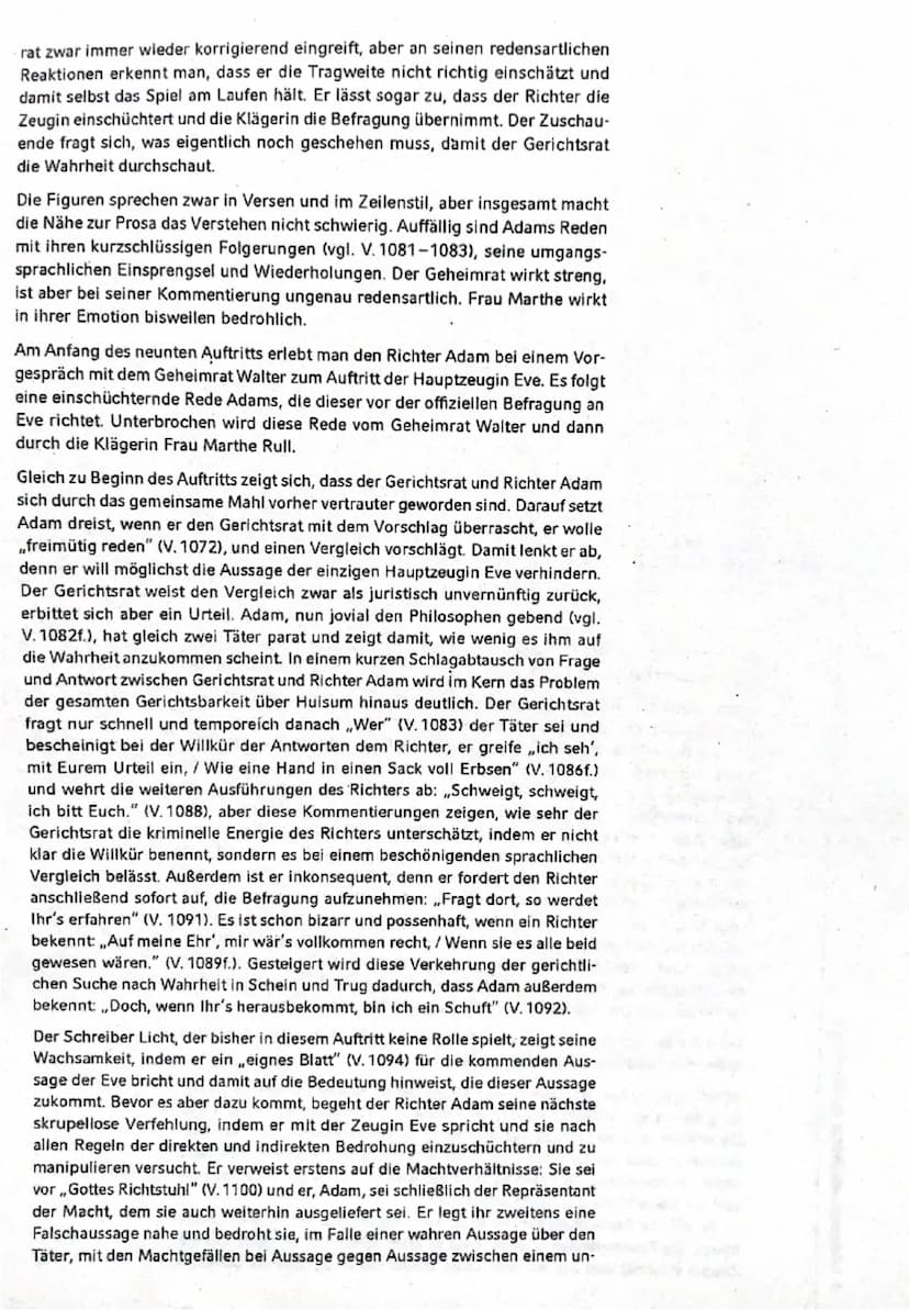 Musterlösung
Analyse und Interpretation einer Dramenszene
Heinrich von Kleist:,,Der zerbrochne Krug" - 9. Auftritt
Der vorliegende Auszug au