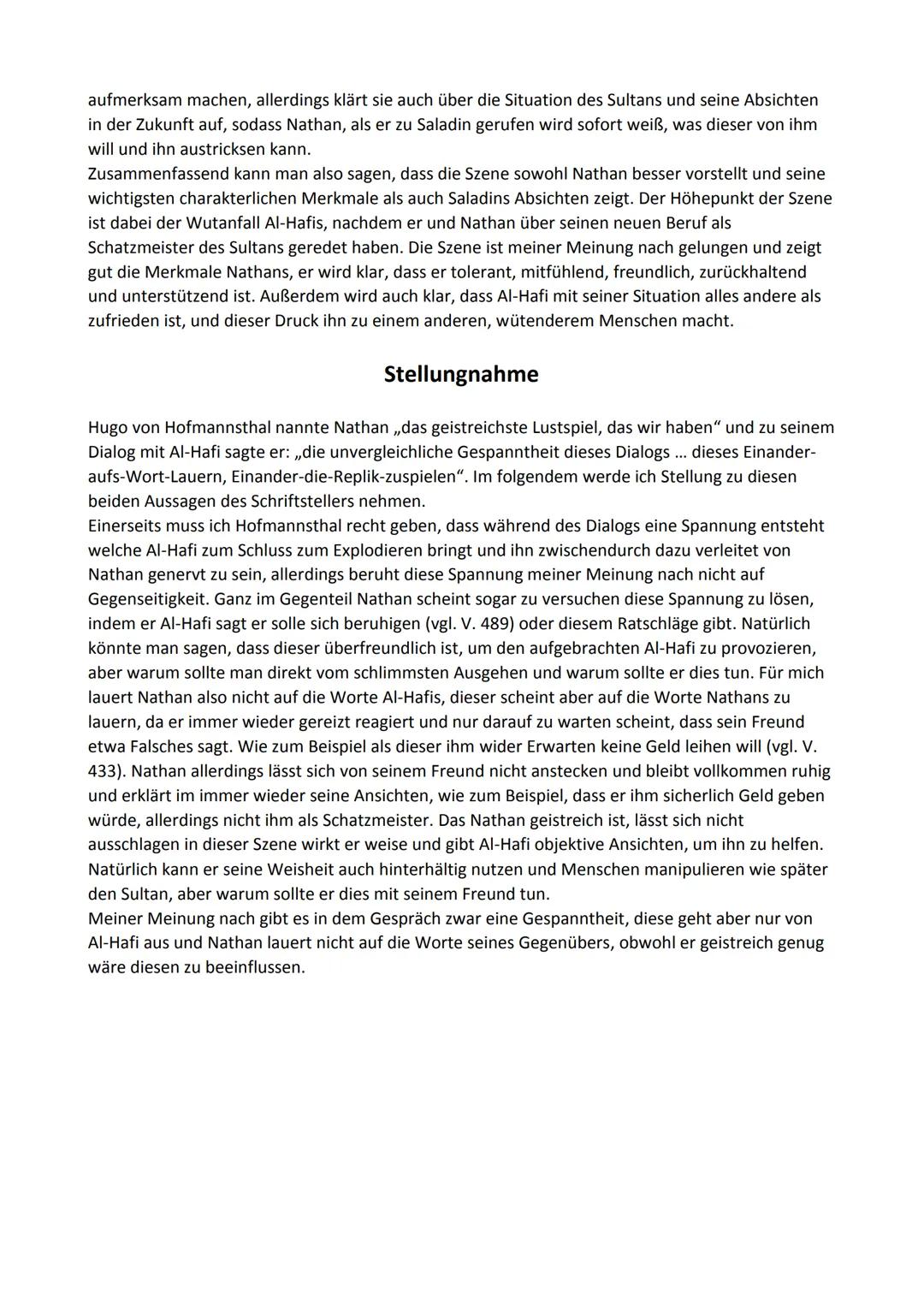 Szenenanalyse
- 1. Aufzug 3. Auftritt -
Das Drama ,,Nathan der Weise" von Gotthold Ephraim Lessing, stammt aus der Epoche der
Aufklärung und