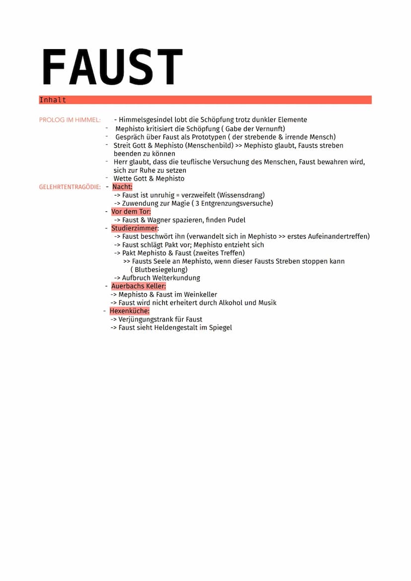 FAUST
Analyse und Interpretation
Faust:
Gelehrter & Doktor (hat alles, was damals möglich war zu studieren, studiert)
Weiß nichts mit seinem