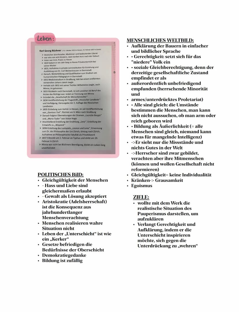 Themen:
Woyzeck
.
Sachtextanalyse
Woyzeck: Zusammenfassung
Charaktere
Idealismus/ Materialismus/ Realismus
Sprache (Dialekte, Fachsprache...