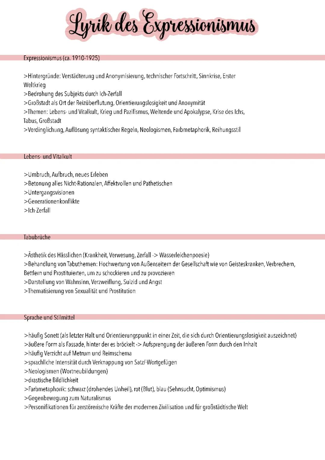 Lyrik des Expressionismus