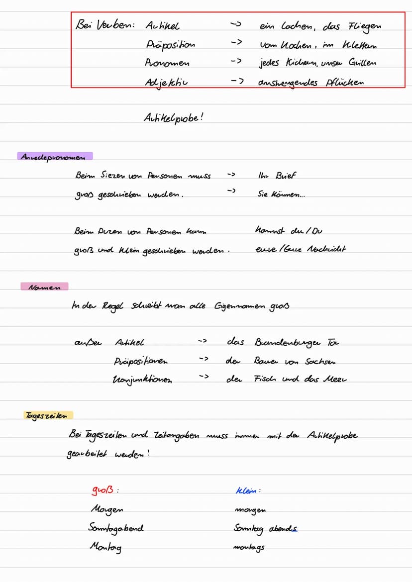 Groß - kleinschreibung
Suffixe
Sind alle Wörter mit Folgenden Grdlungen:
-heit -keit - mis
-tum-Schaft
-ung -im
Artikel-/Pluval probe
-ion
J