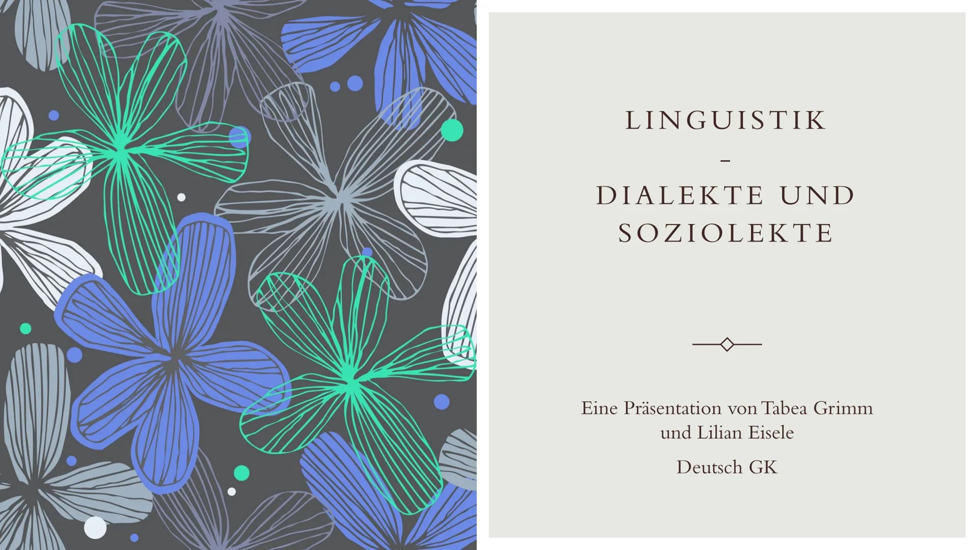 LINGUISTIK
DIALEKTE UND
SOZIOLEKTE
Eine Präsentation von Tabea Grimm
und Lilian Eisele
Deutsch GK INHALT
❖ Definition Standardsprache
Sprach