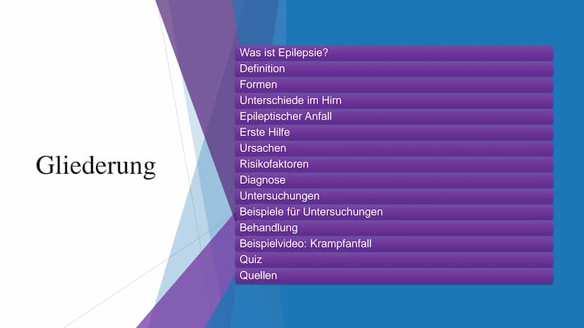 MAT
AN
Epilepsie
W Gliederung
Was ist Epilepsie?
Definition
Formen
Unterschiede im Hirn
Epileptischer Anfall
Erste Hilfe
Ursachen
Risikofakt