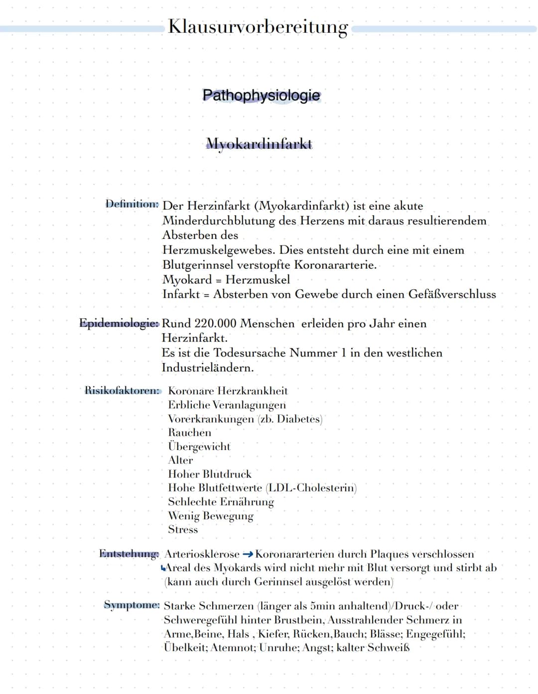 Klausurvorbereitung
Themenübersicht
•Herz-Kreislauf-System
Herzschlag
Herzerregungsweiterleitug
• EKG Kurve physiologisch und Pathologisch
A