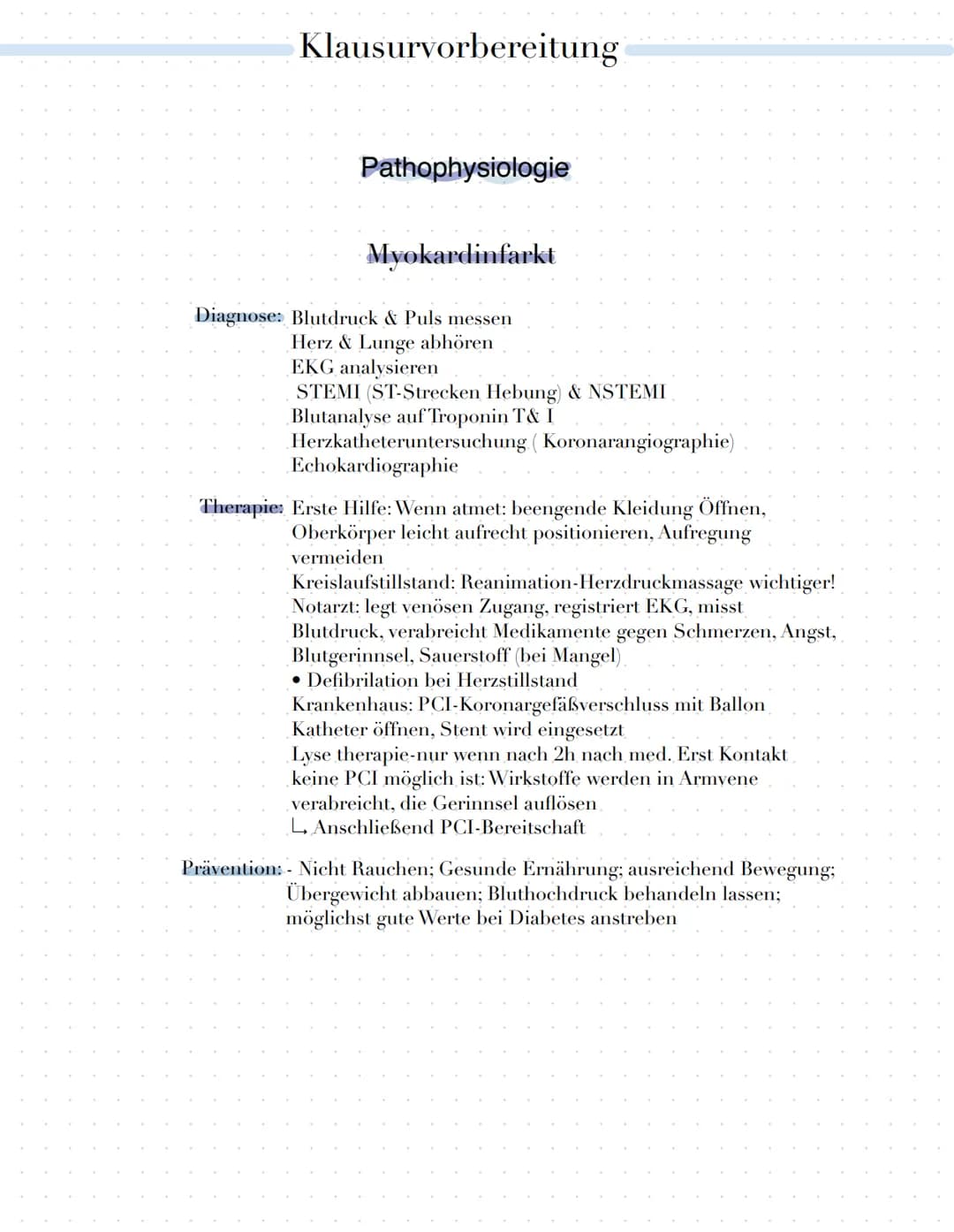 Klausurvorbereitung
Themenübersicht
•Herz-Kreislauf-System
Herzschlag
Herzerregungsweiterleitug
• EKG Kurve physiologisch und Pathologisch
A