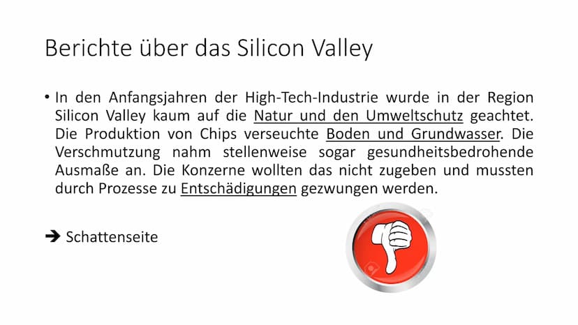 Wirtschaftscluster
Silicon Valley Was machen die Firmen des Clusters?
Unternehmen
Adobe Systems
•
Apple
• Cisco
Ebay
Google
Facebook
• Intel