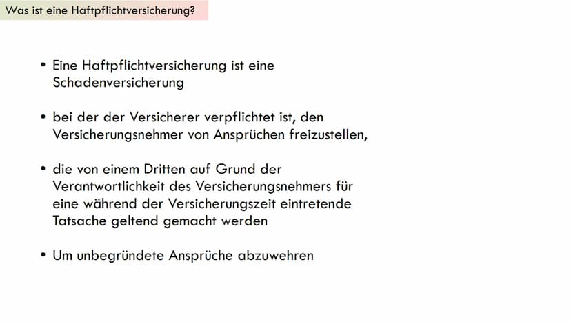 Haftpflichtversicherung Gliederung
1. Was ist eine Haftpflichtversicherung?
2. Allgemeine Informationen
3. Tarife
4. Wie hoch sollte man sic