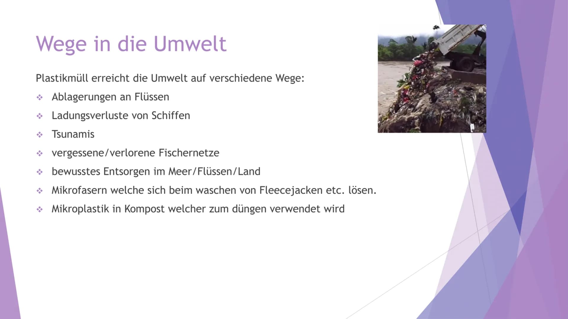 Nachhaltigkeit und
Plastikmüll
Präsentation von Inhaltsübersicht
Allgemeine Informationen über Plastikmüll
Wie gelangt der Müll in die Meere