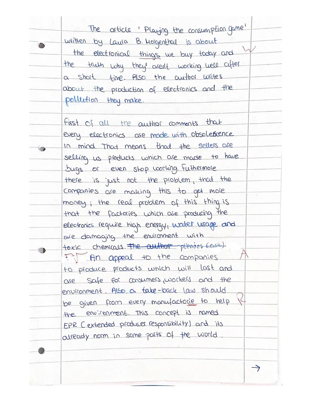 12.
1. Klausur
Name: Michelle Kaminski
Lies die Aufgabentexte genau durch und arbeite sauber und sorgfältig!
Playing the consumption game La