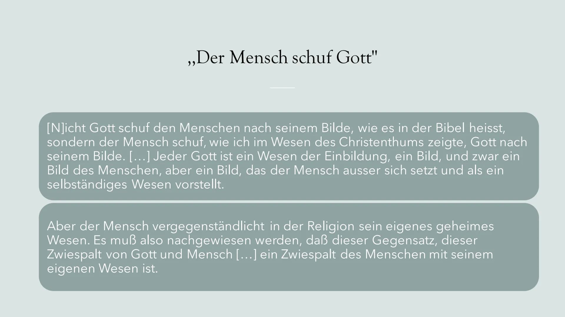 Feuerbachs
Projektionstheorie
und Religionskritik
(1804-1872), deutscher
Philosoph Biografie
Inhaltsverzeichnis
Die
Projektionsthese
Feuerba
