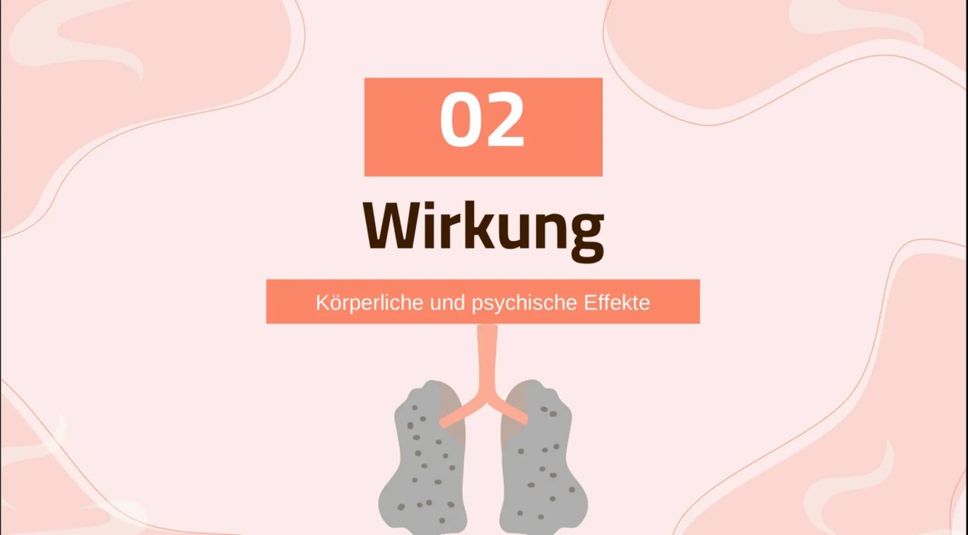 1
Nikotin
Wirkung und Folgen 01
Basic Infos
Allgemeine Infos, Statistik,
Anwendungen
04
Sucht
Wie entsteht eine Sucht?
Themen
02
Wirkung
Kör