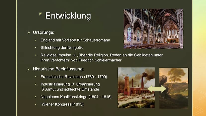 Romantik
Eine Literaturepoche voller
Träume, Fantasien und
Sehnsucht ■
■
■ Phasen
Genre
■
■
Gliederung
Begriffserklärung
Entwicklung
Merkmal