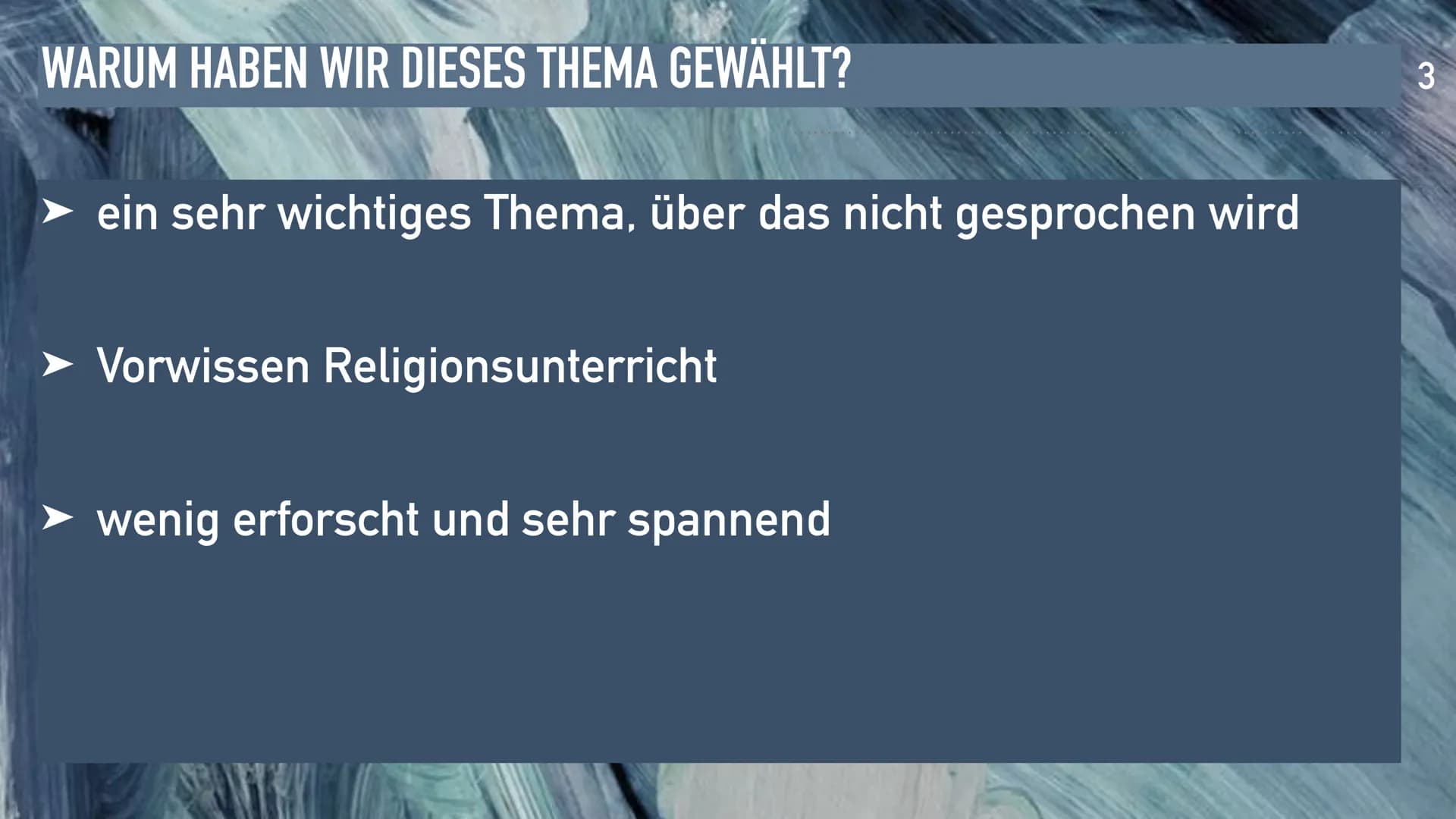AUTISMUS-SPEKTRUM STÖRUNG
1 GLIEDERUNG
1. Gliederung
2. Warum haben wir dieses
Thema gewählt?
3. Einteilungen
4. Symptome
5. Behandlung
6. V