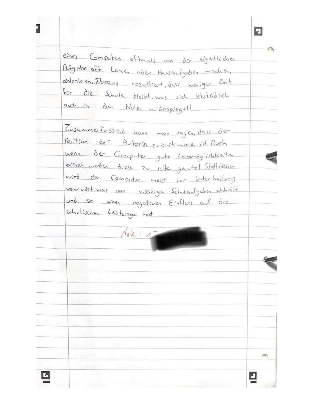 1. Klassenarbeit in Deutsch-Klasse 10
Thema: textgebundene Erörterung
Carola Padtberg: Je mehr am Computer, desto dümmer
Die Pisa-Studie leg