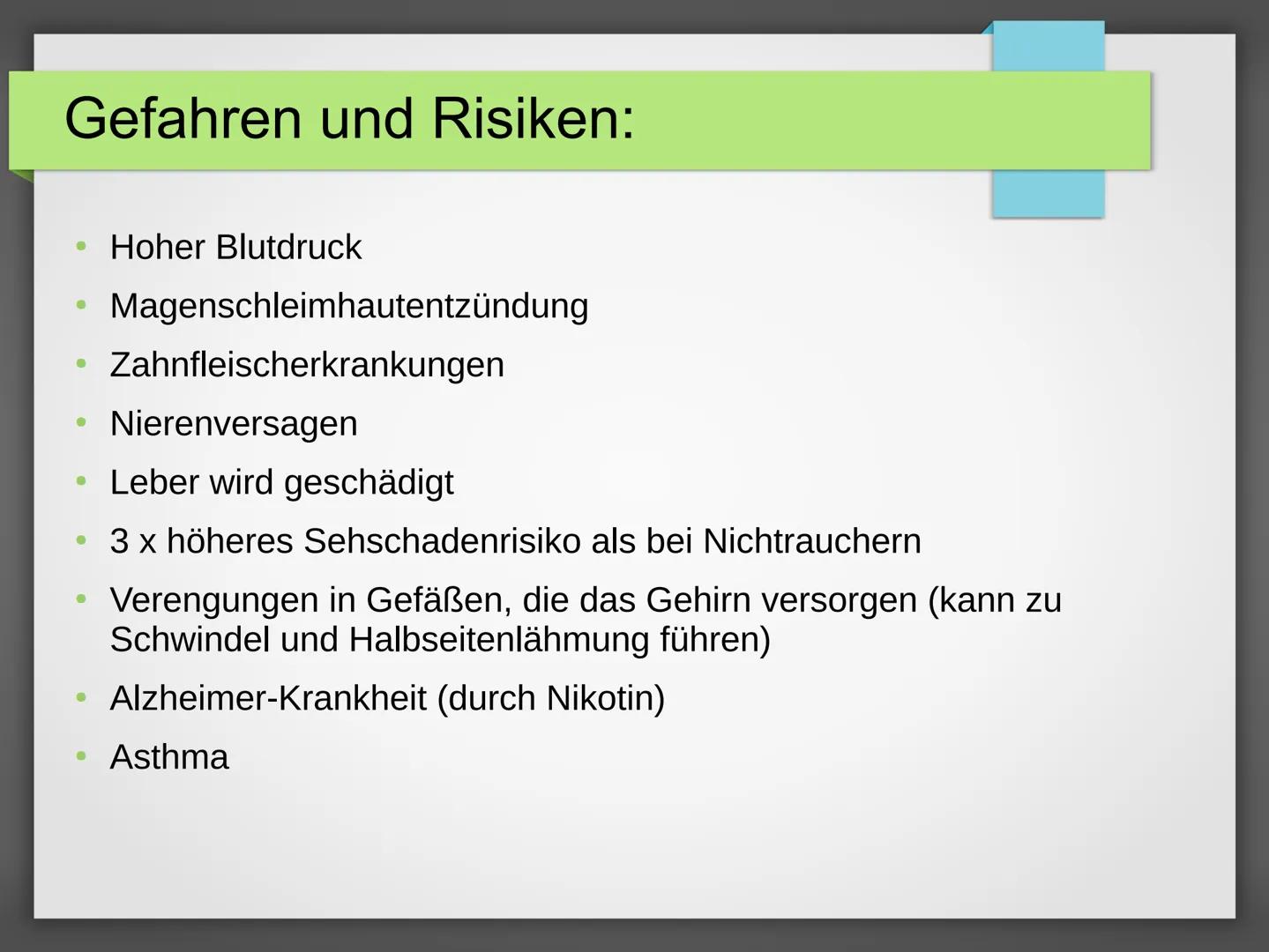 1. Aufbau einer Zigarette
Tabak und Tabakzusatzstoffe
Zigarettenpapier
Handout: Rauchen
Klebstoff
Druckfarben
Filterklebstoff
Filterumhüllun