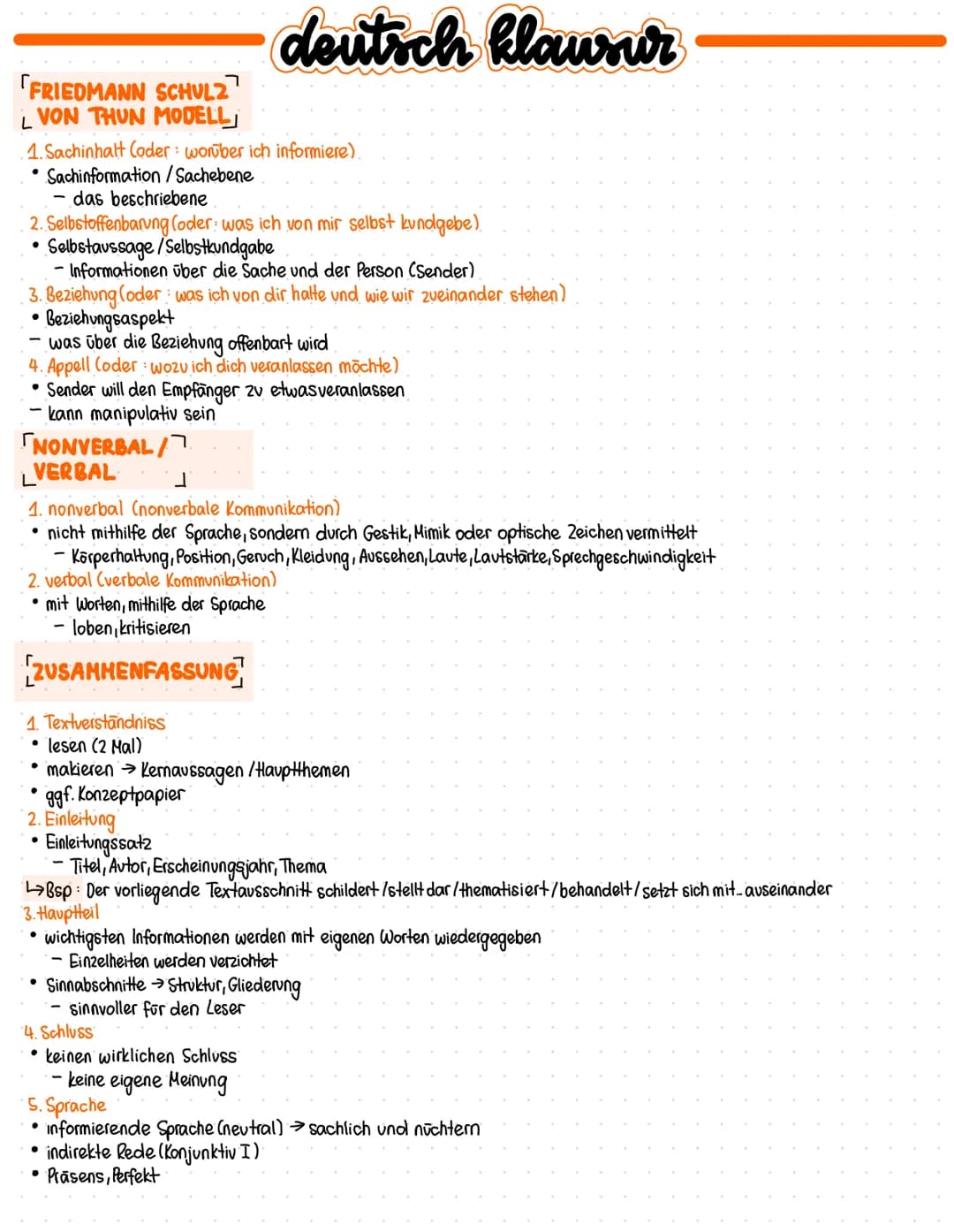 FRIEDMANN SCHULZ
į
VON THUN MODELL
1. Sachinhalt (oder: worüber ich informiere).
• Sachinformation /Sachebene
- das beschriebene
2. Selbstof