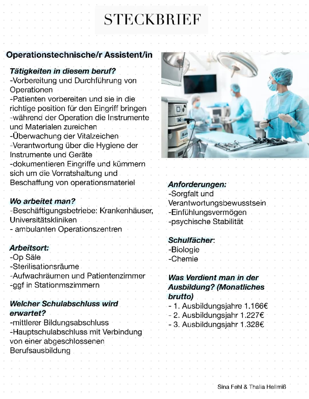 Operationstechnischer Assistent: Berufsinformationen und Ausbildungsdetails