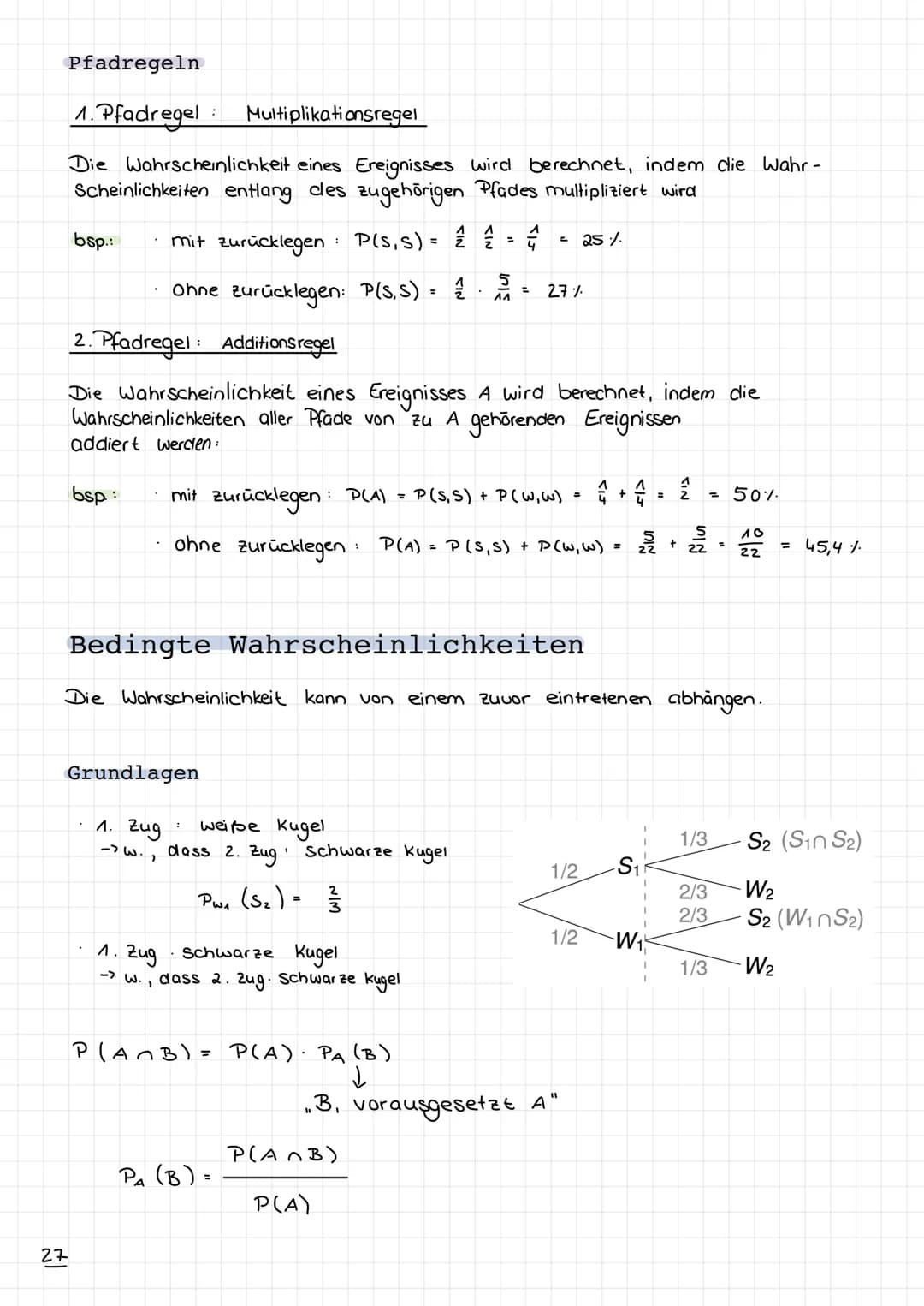 Stochastik
Grundlagen
Begriffe
Baumdiagramme
Mit zurücklegen
Ohne zurücklegen
Pfadregeln
Bedingte Wahrscheinlichkeiten
Grundlagen
4-Felder-T