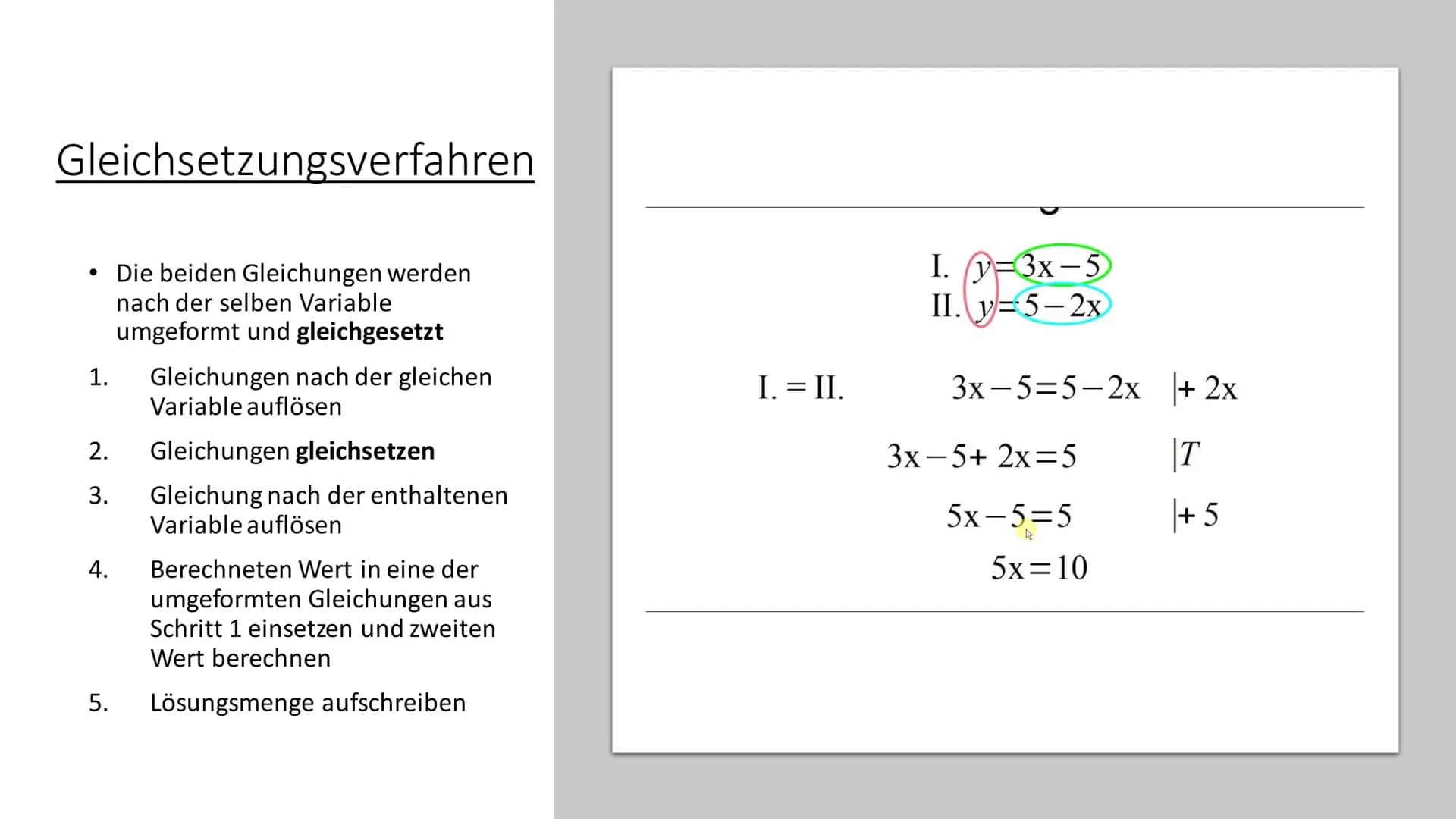 LGS/ Gauß
Verfahren Inhaltsverzeichnis
●
Fachbegriffe
Lineare Gleichungssysteme
●
Einsetzungsverfahren
Gleichsetzungsverfahren
Additionsverf