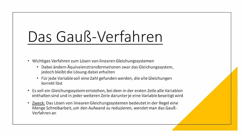 LGS/ Gauß
Verfahren Inhaltsverzeichnis
●
Fachbegriffe
Lineare Gleichungssysteme
●
Einsetzungsverfahren
Gleichsetzungsverfahren
Additionsverf