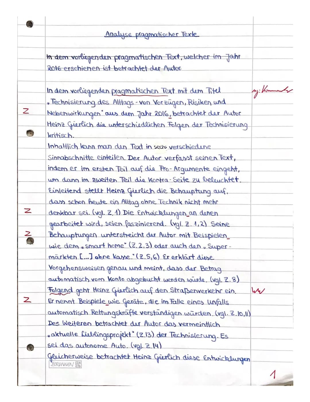 N
N
NO
Z
Analyse pragmatischer Texte
In dem vorliegenden pragmatischen Text, welcher im Jahr
2016 erschienen ist betrachtet der Autor
In dem